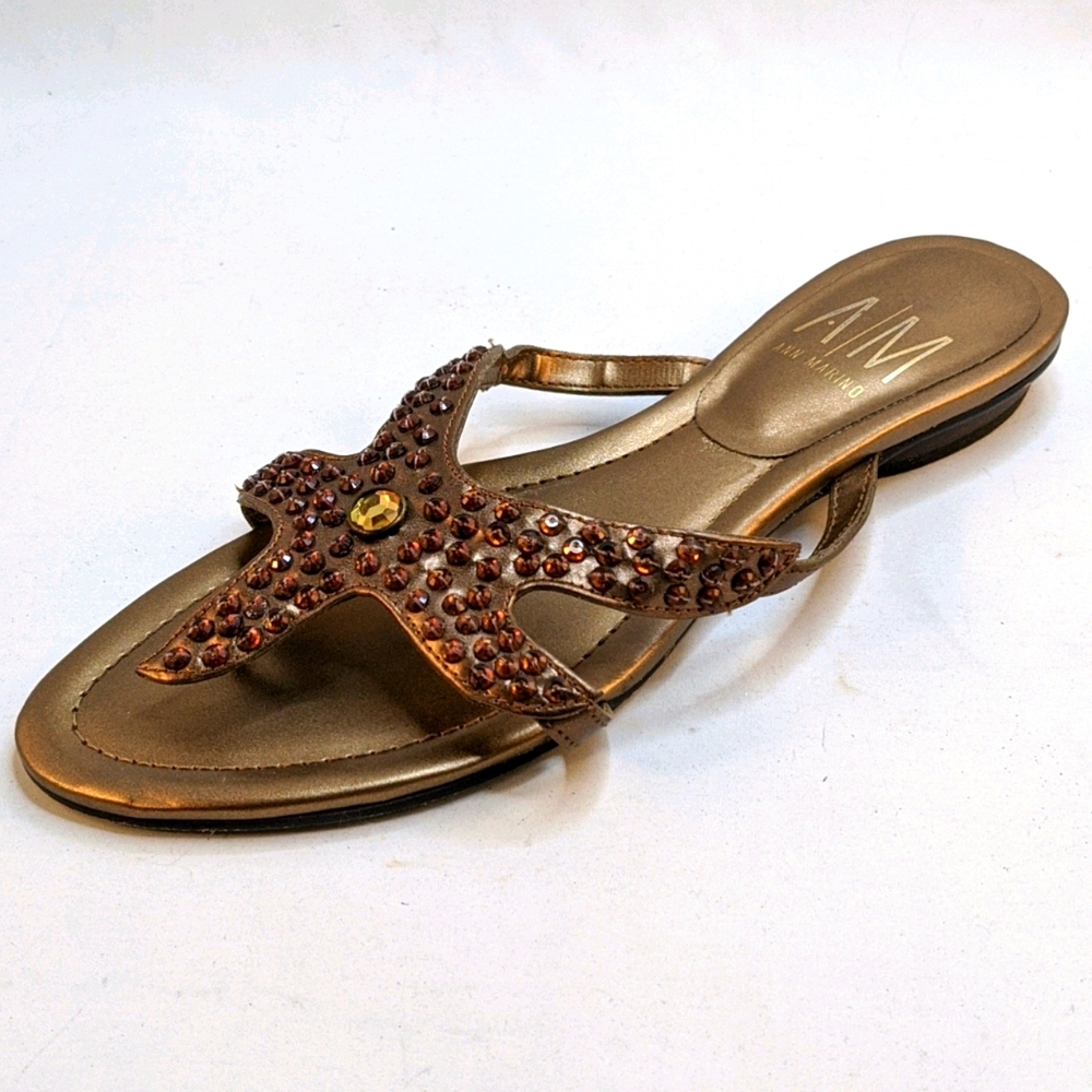 Ann Marino starfish copper beaded Vienna sandals